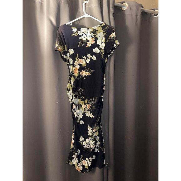 Isabel Maternity Blue Floral Short Sleeve T-Shirt Midi Dress Size Medium Nwt - Picture 3 of 3